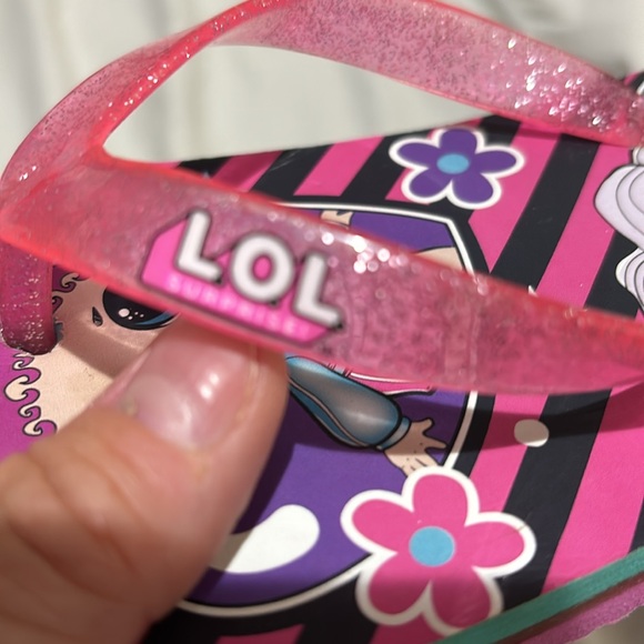 lol 13/1 light up tween toe flip flops blinking lights worn once euc like new - Picture 7 of 7